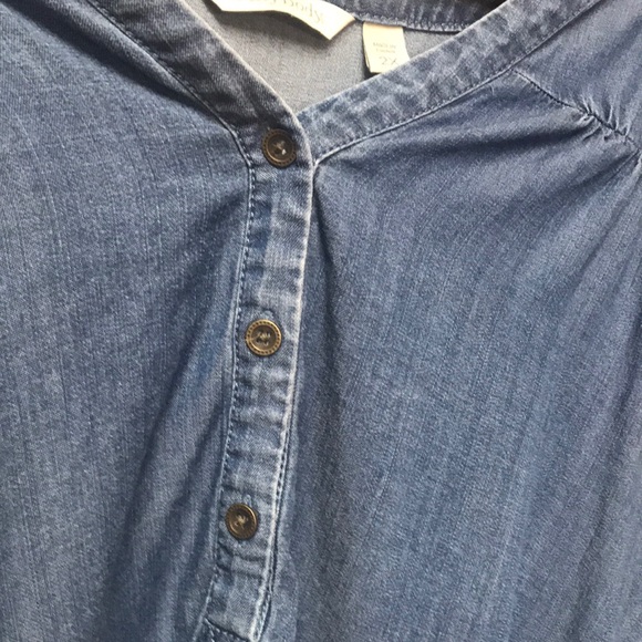 AnyBody Denim Blue V-Neck Relaxed Blouse - Picture 8 of 16